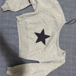 Forever 21 Gray and Black off the shoulder Sweatshirt